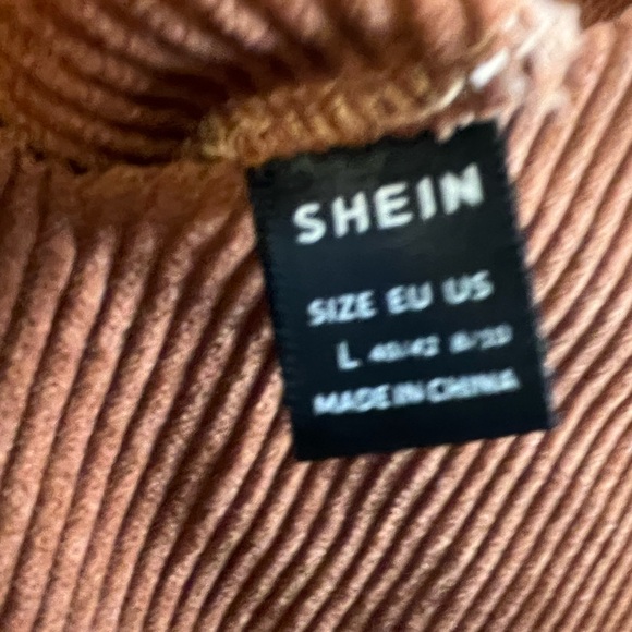 Shien Rust Brown Corduroy Overalls SZ L V Neck One-Piece Long Dress - Picture 6 of 8